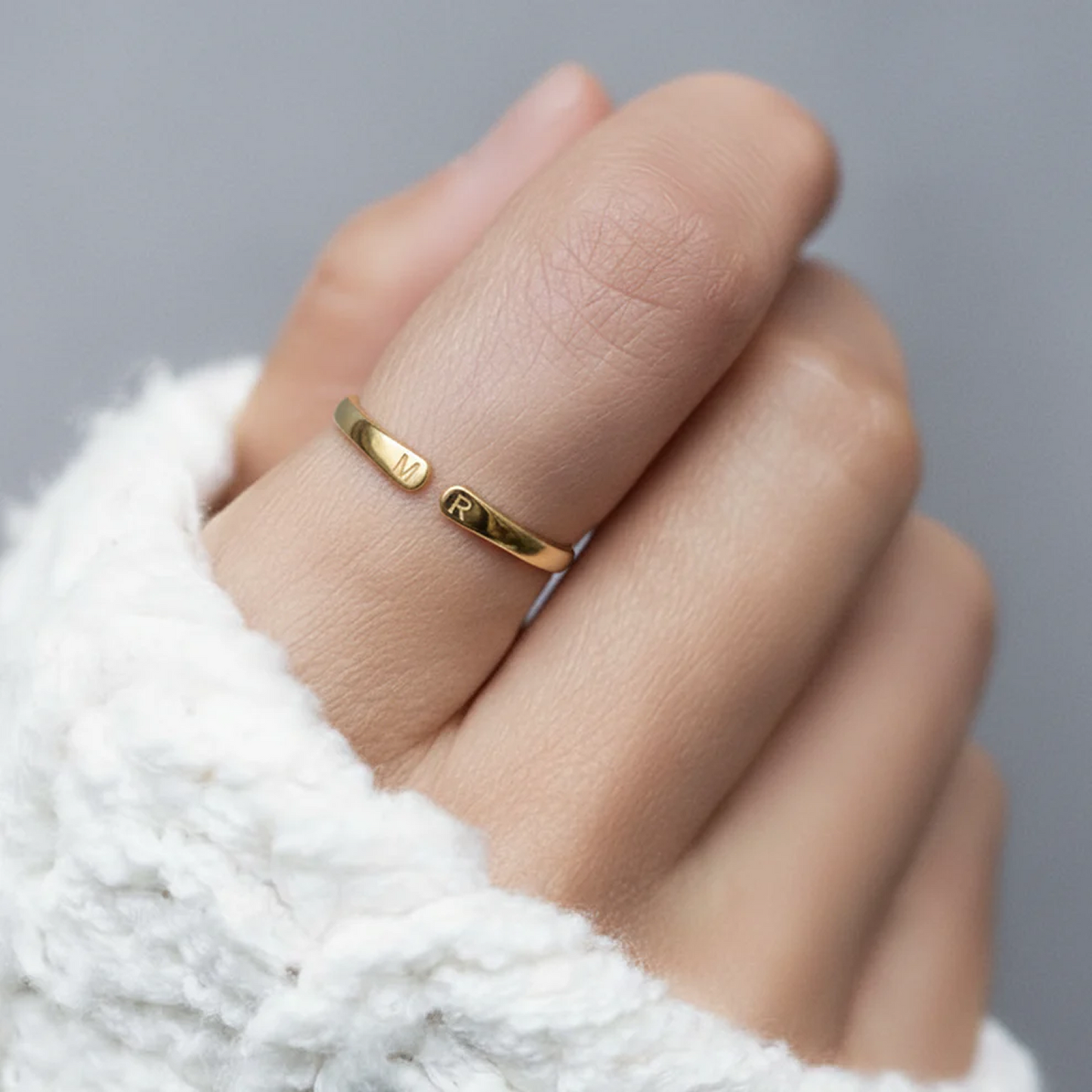 Bague Ajustable Whisper avec Initiale