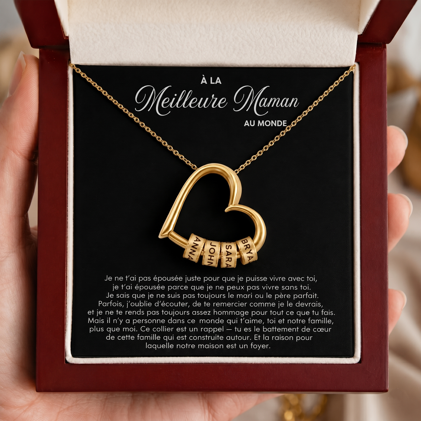Collier Gravé « Cœur de la Famille »